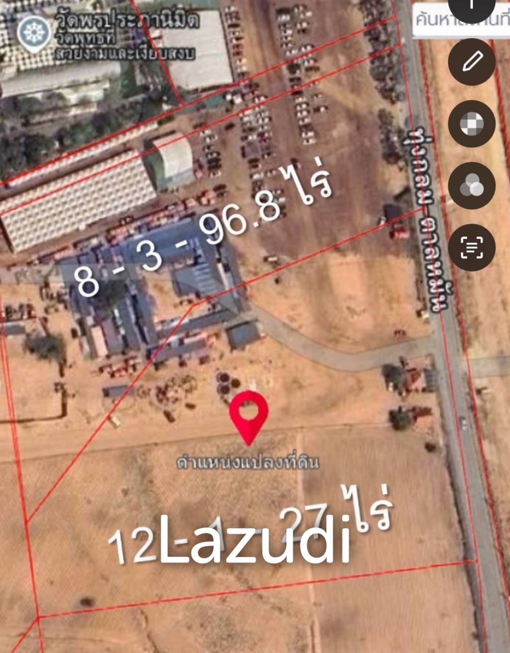 Prime Roadside Land Plot 12+ Rai in Thung Klom-Talman