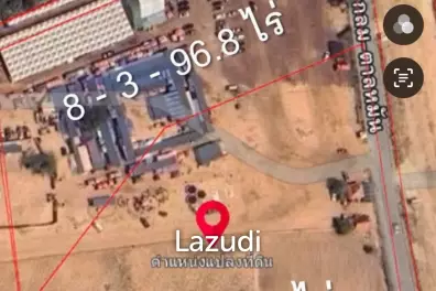 ที่ดินเปล่าติดถนนใหญ่ ทำเลเยี่ยม ขนาด 12+ ไร่ ทุ่งกลม-ตาลหมัน