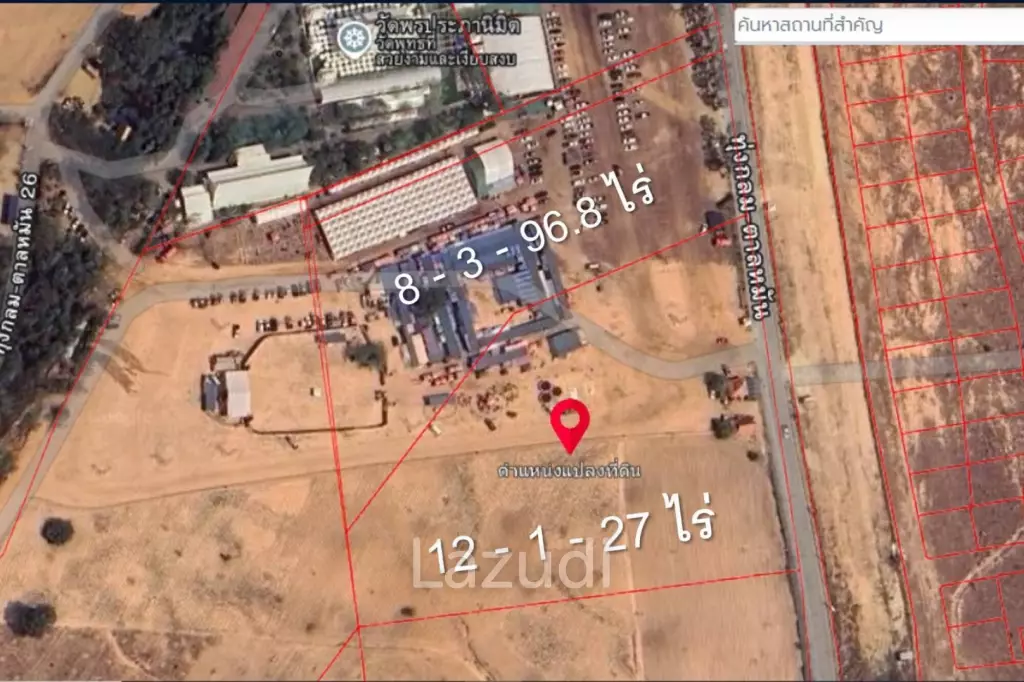 Prime Roadside Land Plot 12+ Rai in Thung Klom-Talman