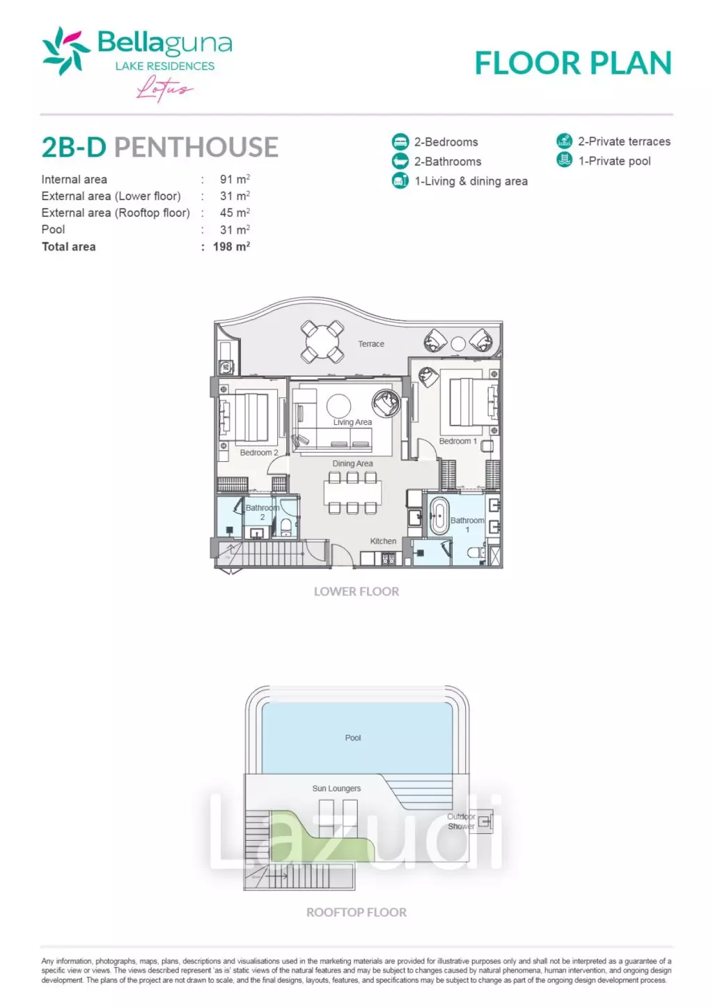 3 Bed 3 Bath 412 SQ.M Bellaguna Lake Residences Lotus