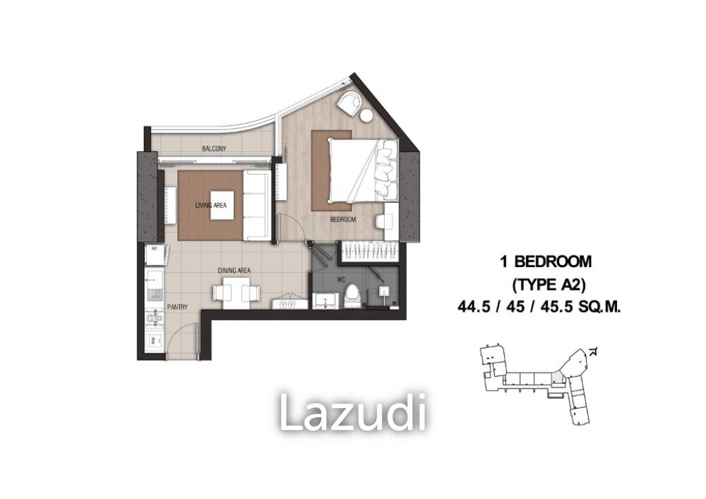 45 sqm river view condoat Menam Residences Bangkok