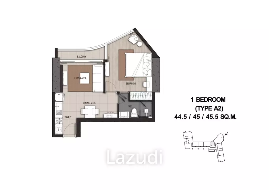 45 sqm river view condoat Menam Residences Bangkok