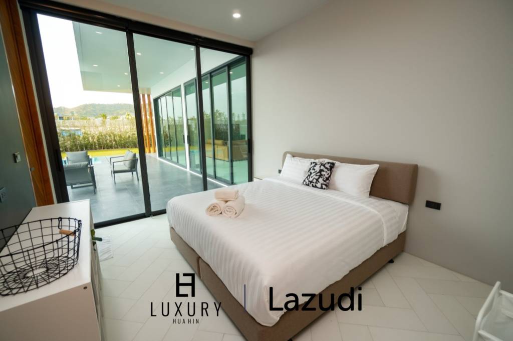 Одноэтажная современная вилла с 5 спальнями и бассейном в районе Фу Монтра К-Хаад сдается в аренду.