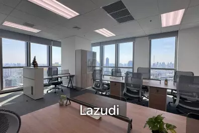 72 sqm modern office for rent in Huai Khwang Bangkok with city skyline view