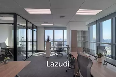 72 sqm modern office for rent in Huai Khwang Bangkok with city skyline view
