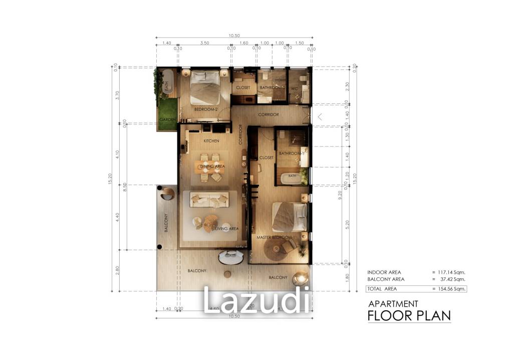 Top Floor 2-Bed Sea and Sunset View Apartment in Samui