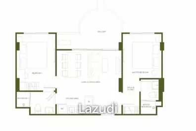 2 Bed 2 Bath 59.75 SQ.M Rhea By Sansiri