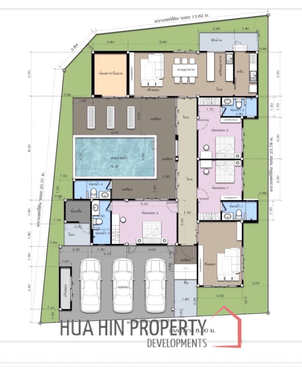 New Modern Pool Courtyard Villa in Wang Phong Pran Buri