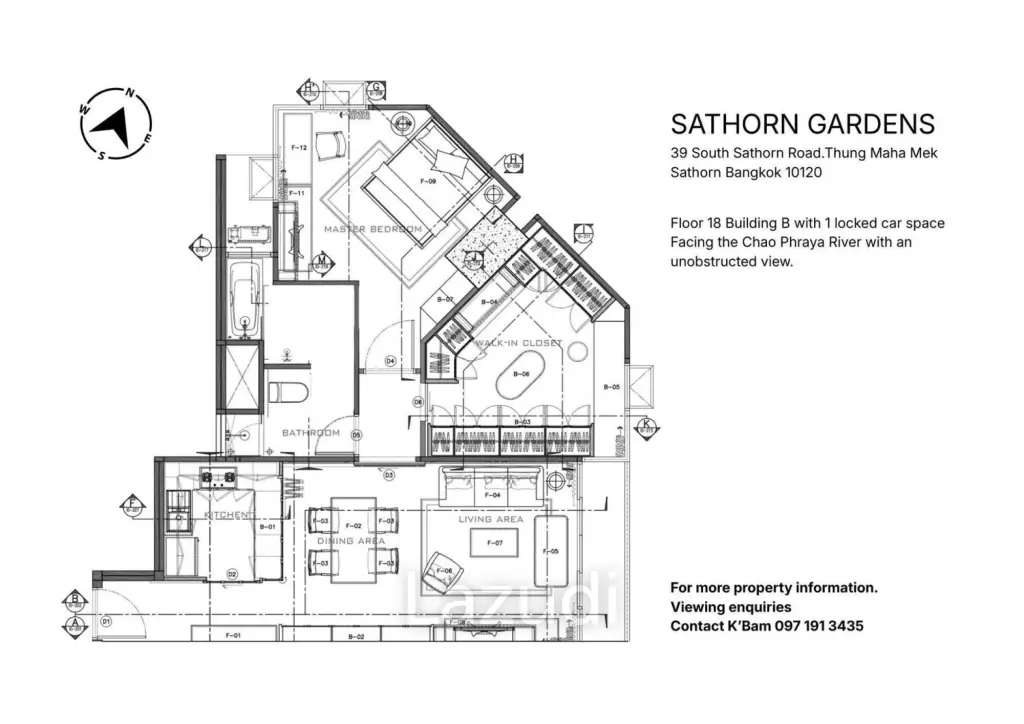 1 Bed 1 Bath 94.1 SQ.M Sathorn Gardens