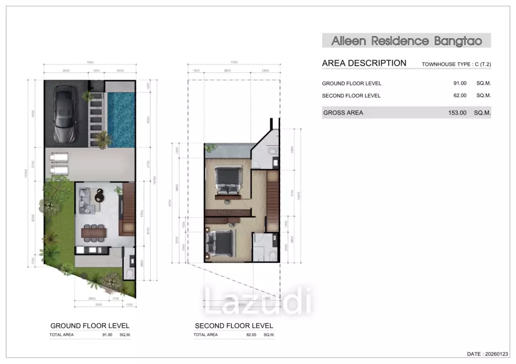 2 Bed 3 Bath 150 SQ.M Aileen Residence Bangtao