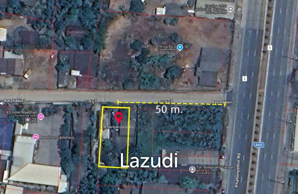 ขายที่ดิน 121 ตรว. ผังสีแดงใกล้ถนนหลัก อ.แม่จัน