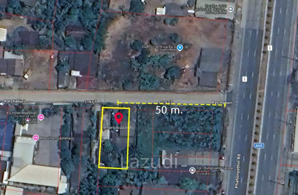 ขายที่ดิน 121 ตรว. ผังสีแดงใกล้ถนนหลัก อ.แม่จัน