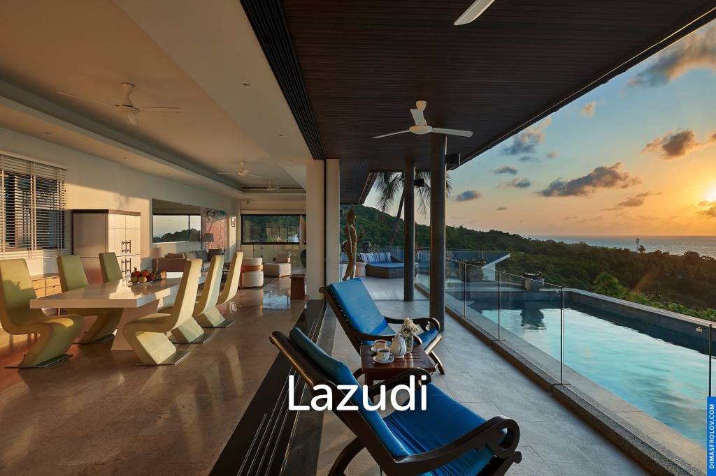 Elegant 4-Bedroom Sunset Sea View Pool Villa in Lamai