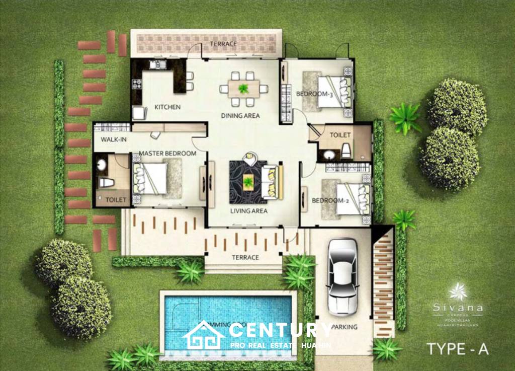 Вилла 378 кв.м. 3 Кровать 2 Ванна