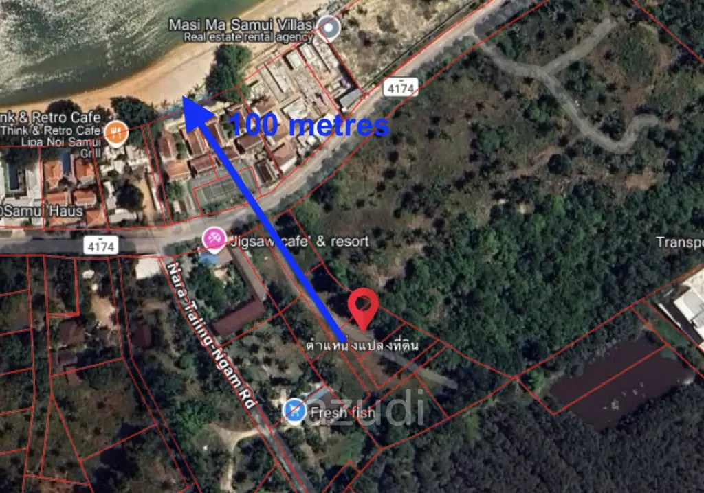 Hot Priced Flat Land Plot Just 100m from Lipa Noi Beach – Koh Samui