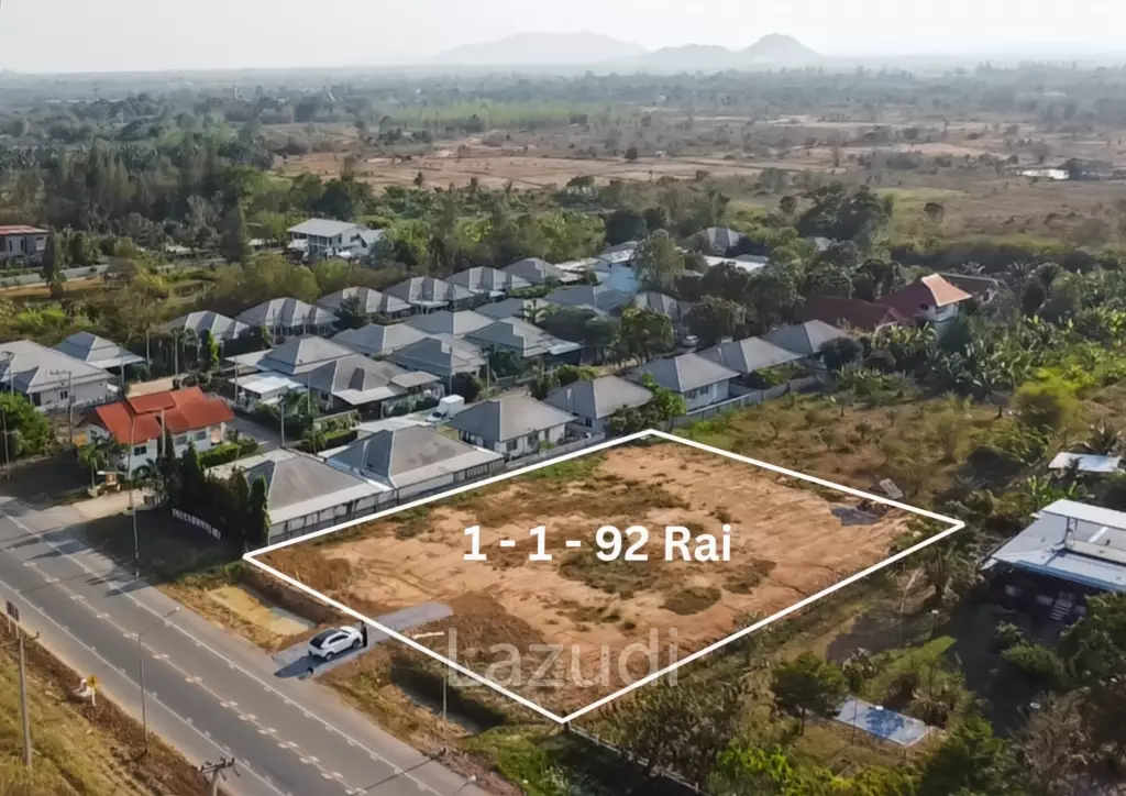 1-1-92 Rai Freehold Land in Thap Tai Hua Hin with Road Frontage