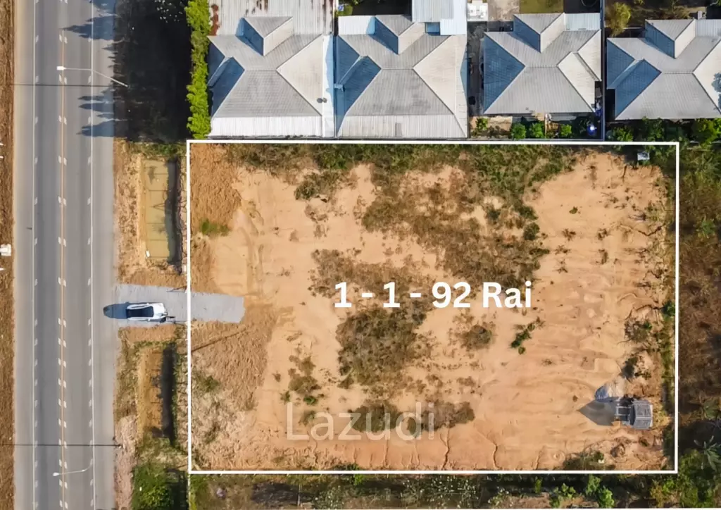 1-1-92 Rai Freehold Land in Thap Tai Hua Hin with Road Frontage
