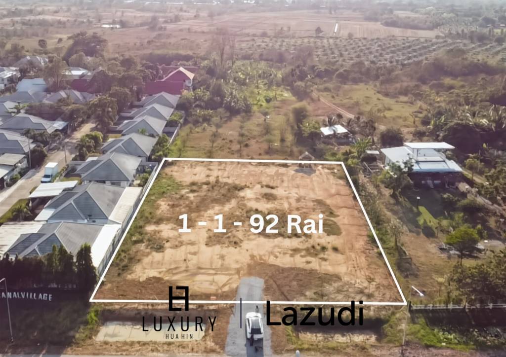 1-1-92 Rai Freehold Land in Thap Tai Hua Hin with Road Frontage