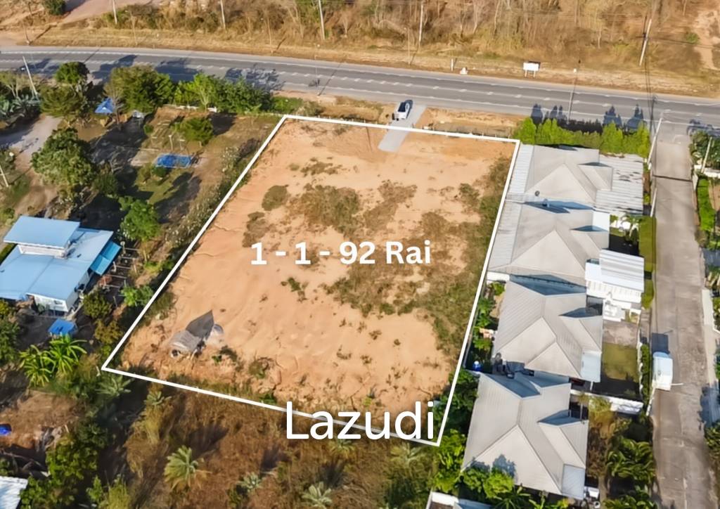 1-1-92 Rai Freehold Land in Thap Tai Hua Hin with Road Frontage
