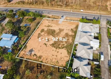 1-1-92 Rai Freehold Land in Thap Tai Hua Hin with Road Frontage
