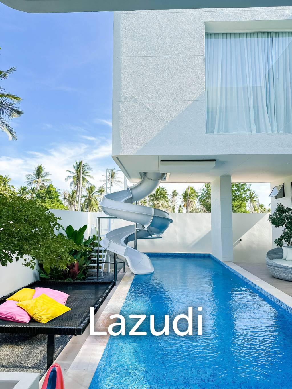 Modern pool villa with slide in Pak Nam Pran