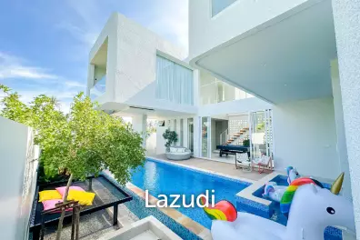 Modern pool villa with slide in Pak Nam Pran
