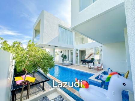 Modern pool villa with slide in Pak Nam Pran
