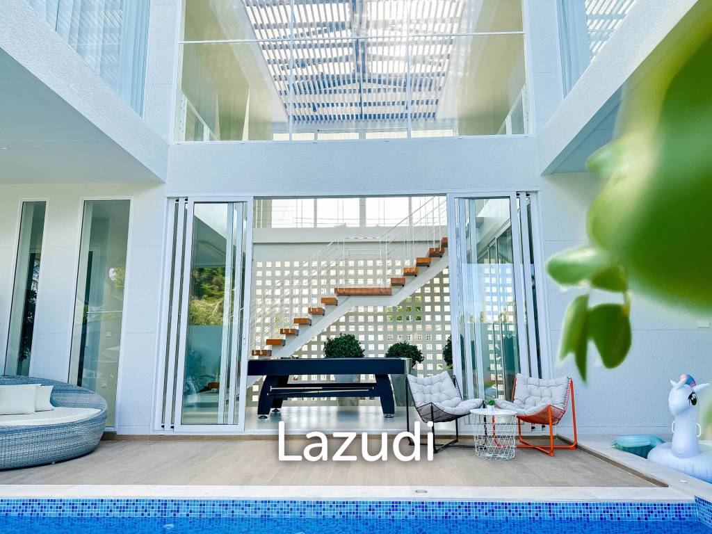 Modern pool villa with slide in Pak Nam Pran