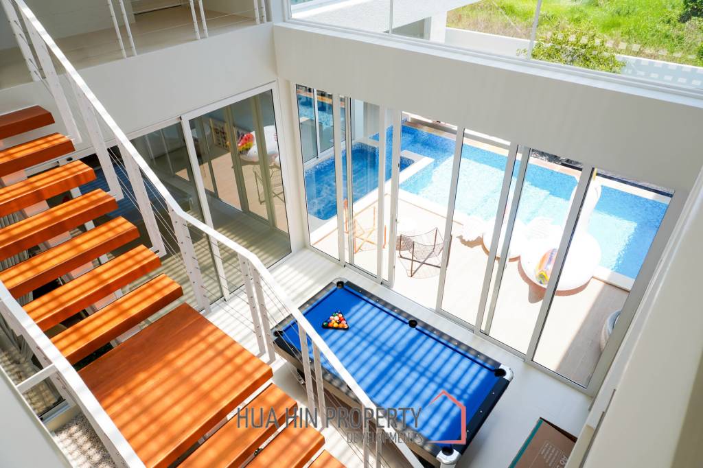 Modern pool villa with slide in Pak Nam Pran