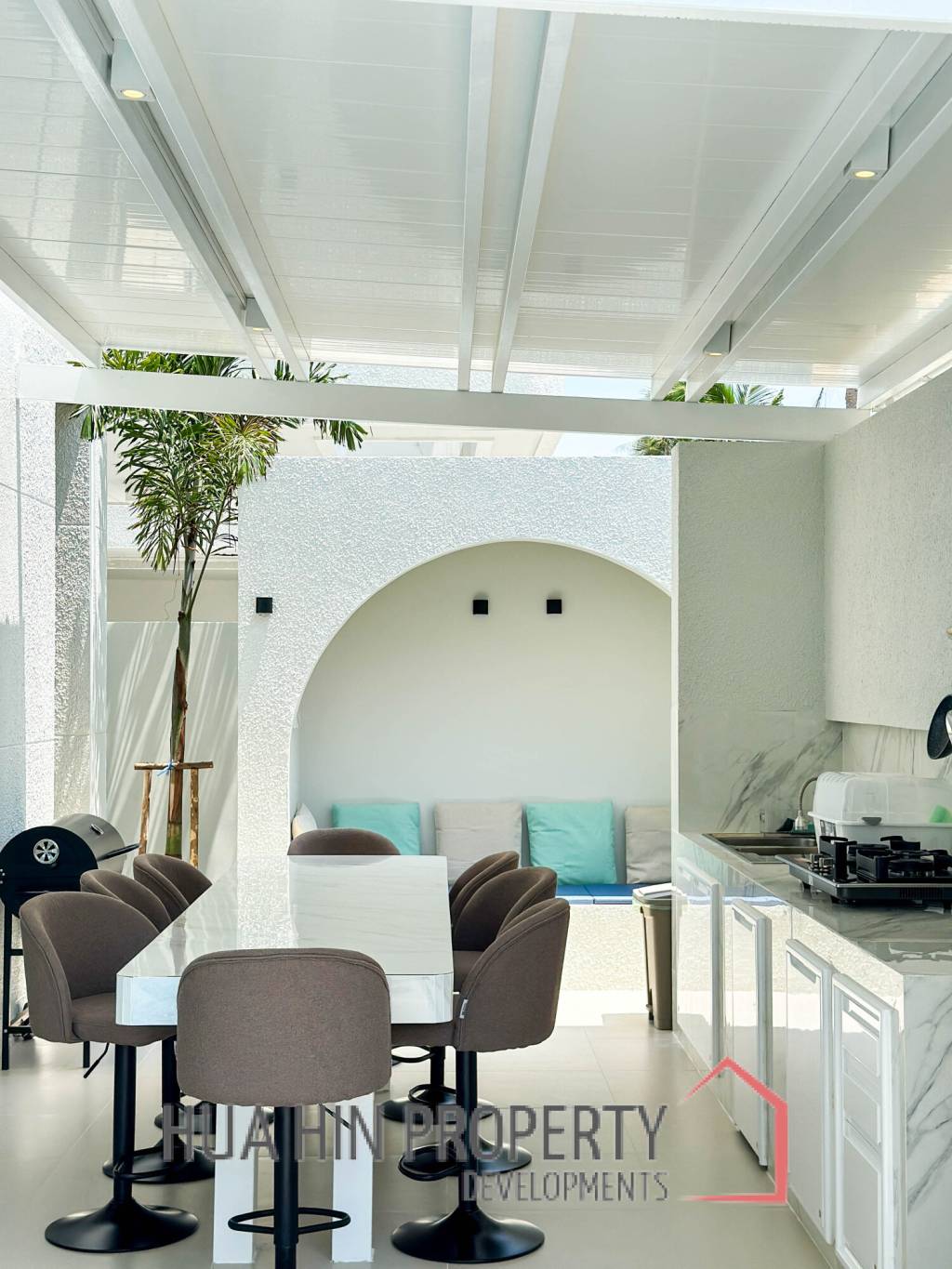 Modern pool villa with slide in Pak Nam Pran