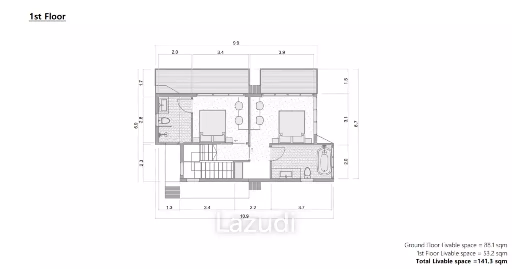 3-Bed Villa - Only 250 meters to The Beach