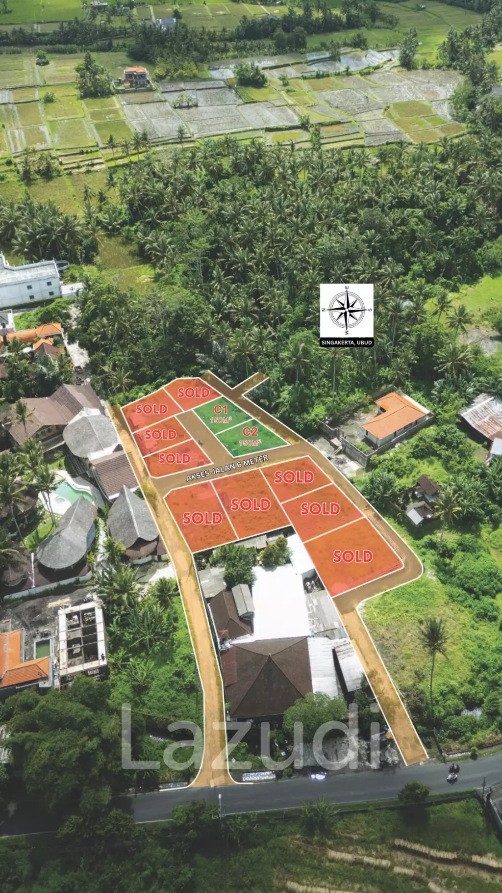 Perfect Riverside Freehold Land for sale in Singakerta Ubud