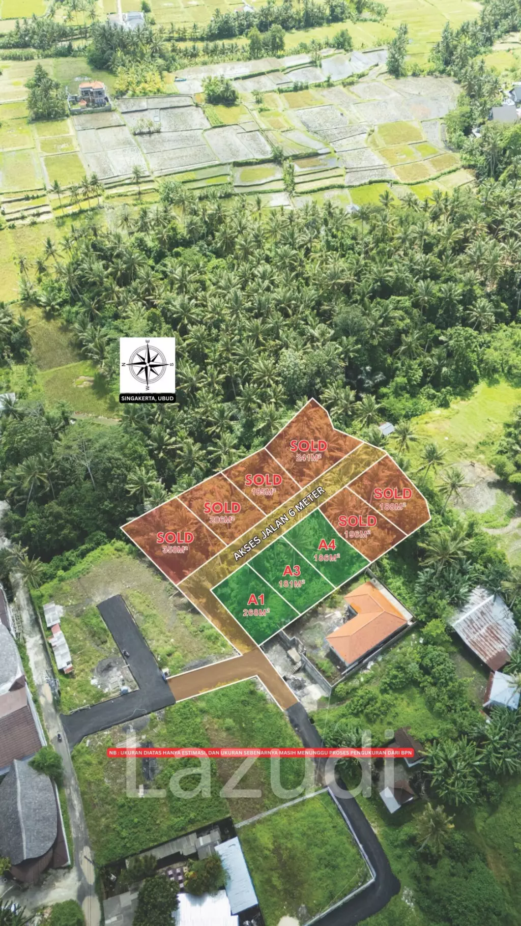 Perfect Riverside Freehold Land for sale in Singakerta Ubud