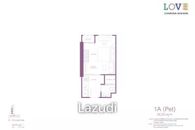 26 Sqm. 1 Bed 1 Bath Condo For Sale in LOVE Charoen Nakhon
