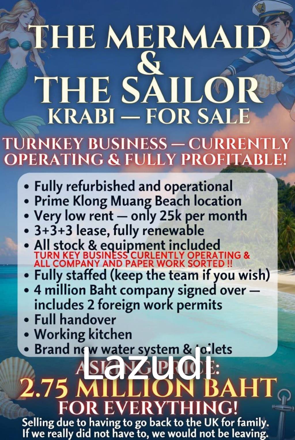Fantastic Opportunity! Turnkey Restaurant Bar in Klong Muang, Krabi.
