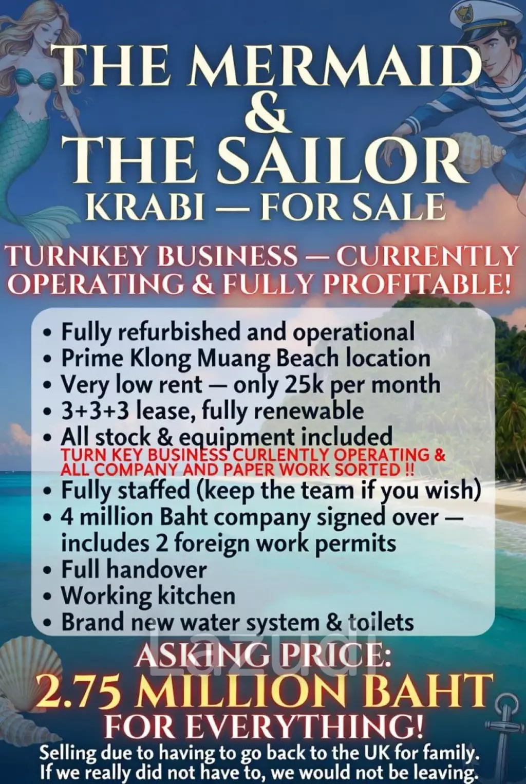 Fantastic Opportunity! Turnkey Restaurant Bar in Klong Muang, Krabi.