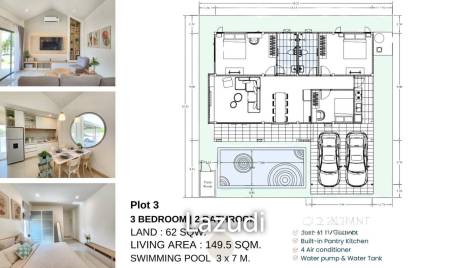New 3 bed pool Villa toward Black mountain