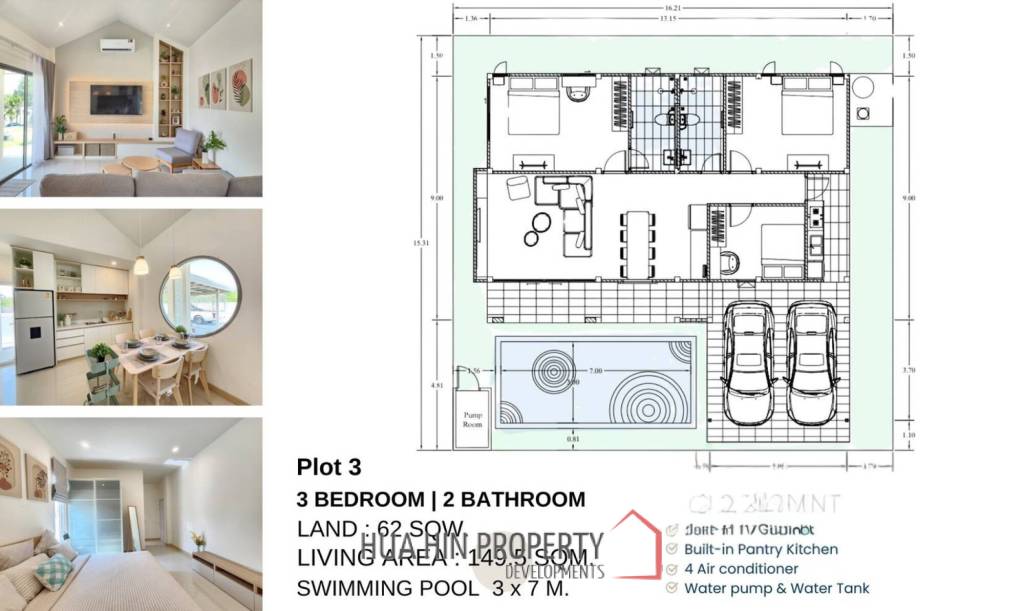 New 3 bed pool Villa toward Black mountain