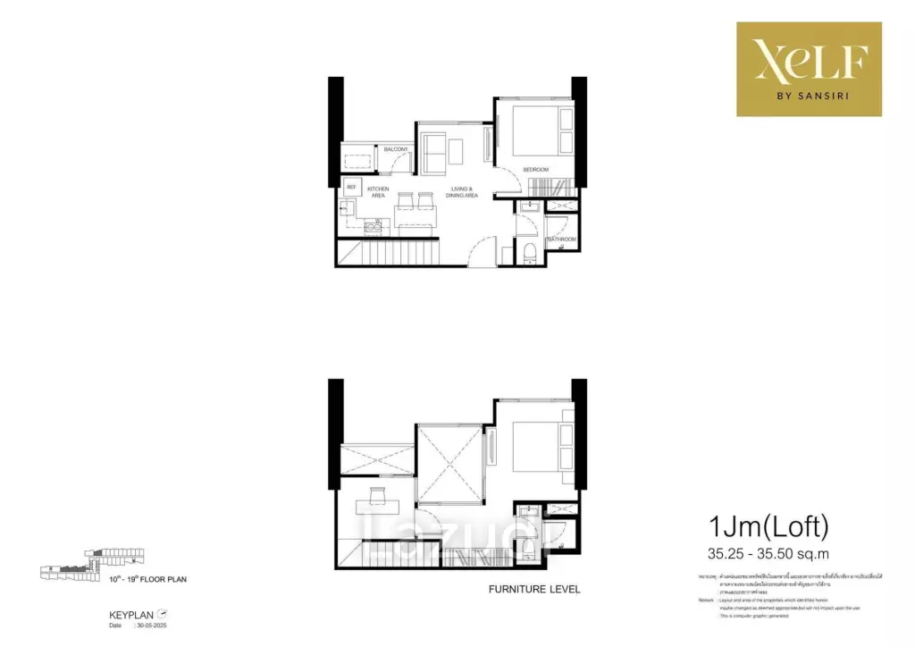 2 Bed 2 Bath Loft at XELF by Sansiri Khlong Toei Bangkok