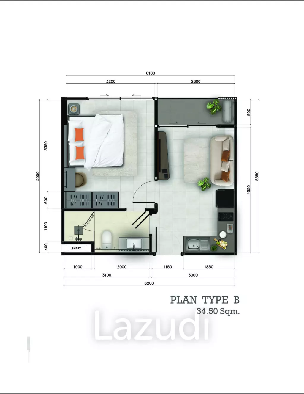 1 Bed 1 Bath 34.5 SQ.M Aceller Hotel and Residence, Soi Ta Iad