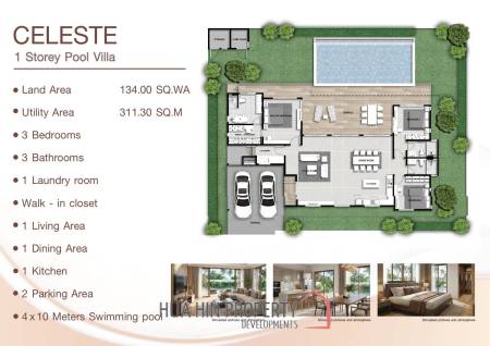 311 sqm pool villa in La Vallee Raintree Residence Hua Hin - Villa Celeste