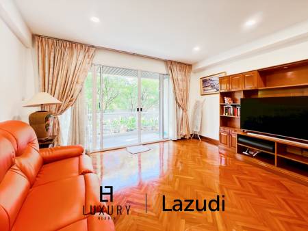 คอนโด 2 ห้องนอน ชั้นล่าง 105 ตร.ม. วิวสวนในบ้านแสนสราญ