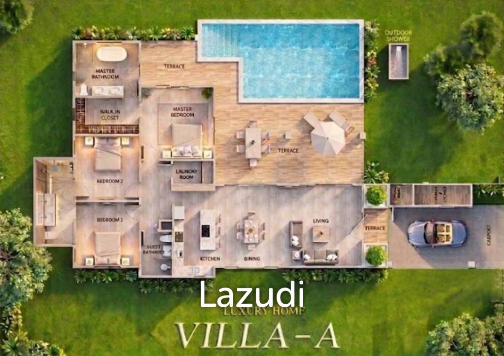 251 sqm pool villa in Wang Phong Pran Buri – L'UX VILLA new single-storey home