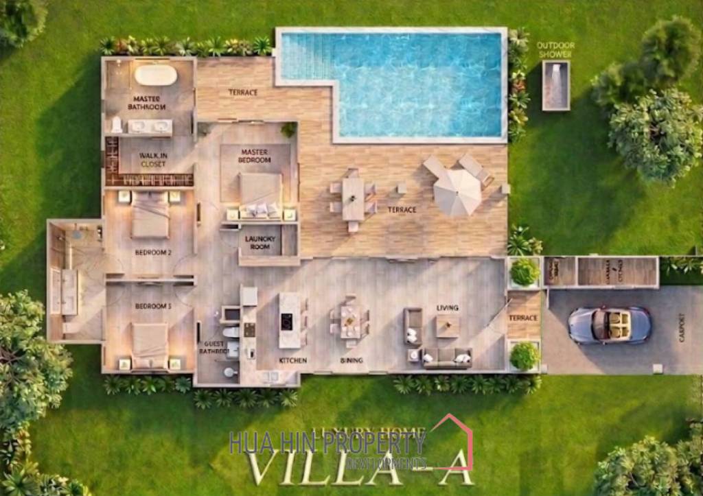 251 sqm pool villa in Wang Phong Pran Buri – L'UX VILLA new single-storey home