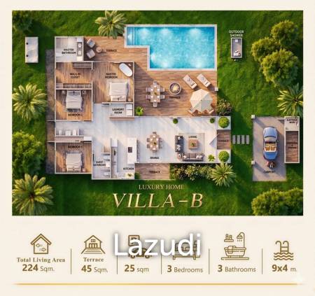 L'UX VILLA Private Pool Villas with 224 sqm modern pool villa in Wang Phong Pran Buri