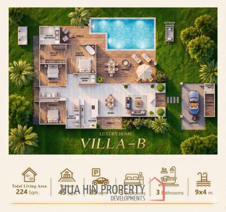 L'UX VILLA Private Pool Villas with 224 sqm modern pool villa in Wang Phong Pran Buri