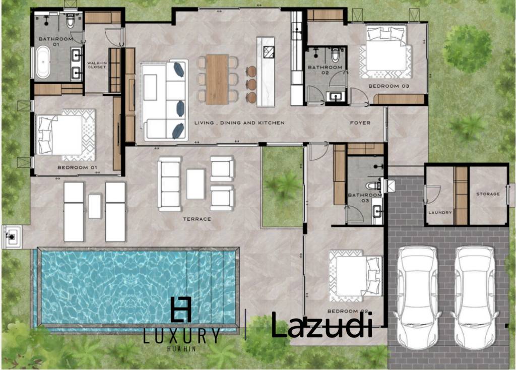 พูลวิลล่า (Type A)ใหม่ พร้อมโซล่าเซลล์ 20kW ใน The Mountain Estate