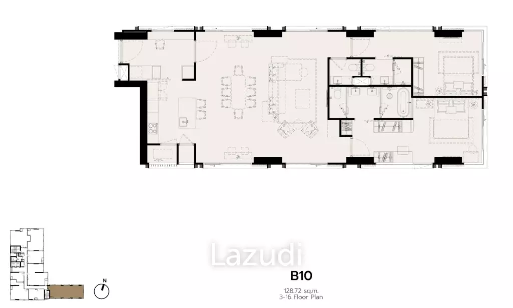 2 bedroom 2 bathroom Sky villa Condo 128.72 sqm at ROMM Convent for sale