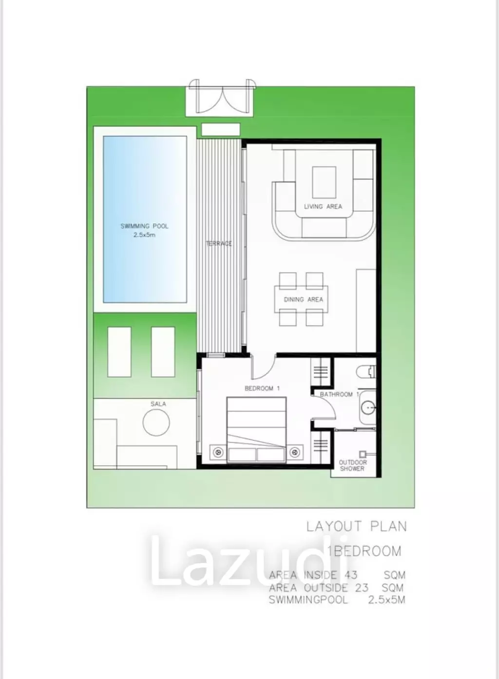 Tropical 1-Bedroom in Peaceful Lipa Noi