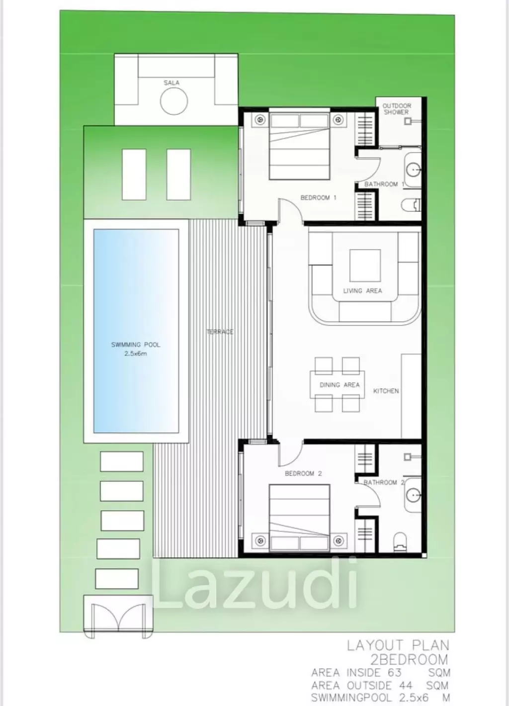Tropical 2-Bedroom in Peaceful Lipa Noi